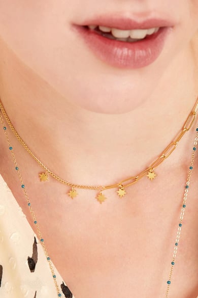 Stainless steel necklace stars Silver color h5 Picture2
